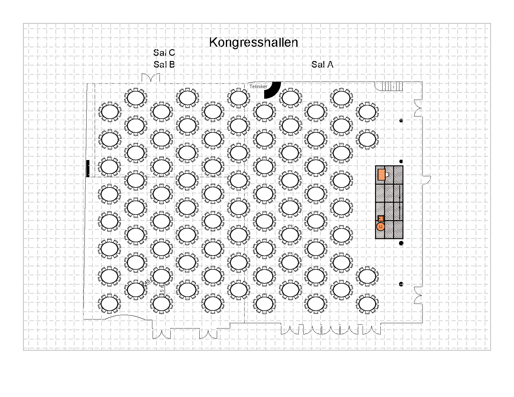 Bankett runde bord med podie 840 personer