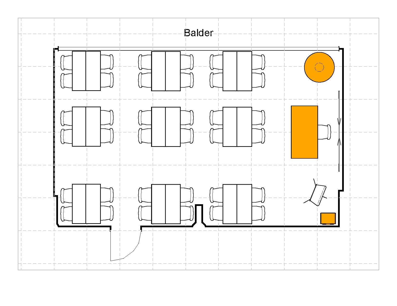 Gruppebord à 4, 36 plasser